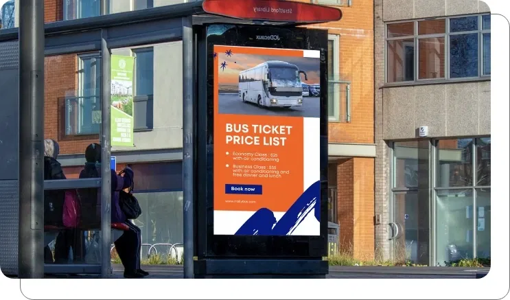 Passenger announcements on digital signage screen Passenger announcements on digital signage screen