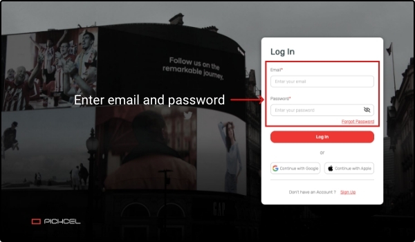 Pickcel login dashboard Pickcel login dashboard