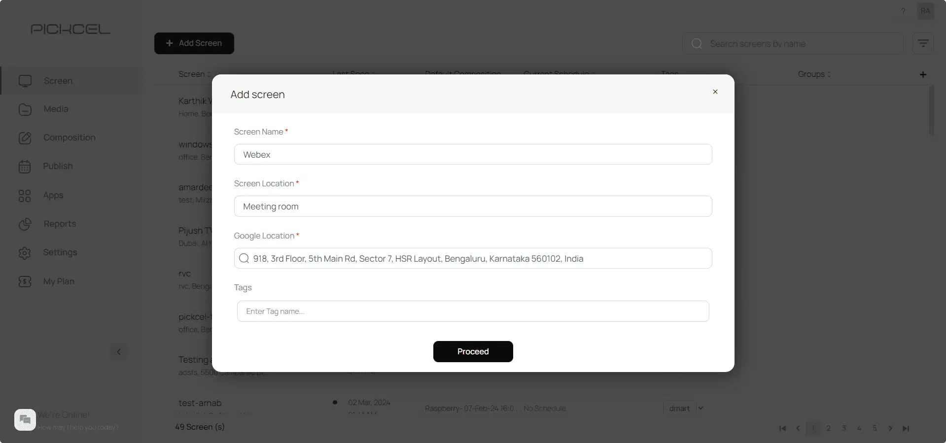 Screen registered successfully Screen registered successfully