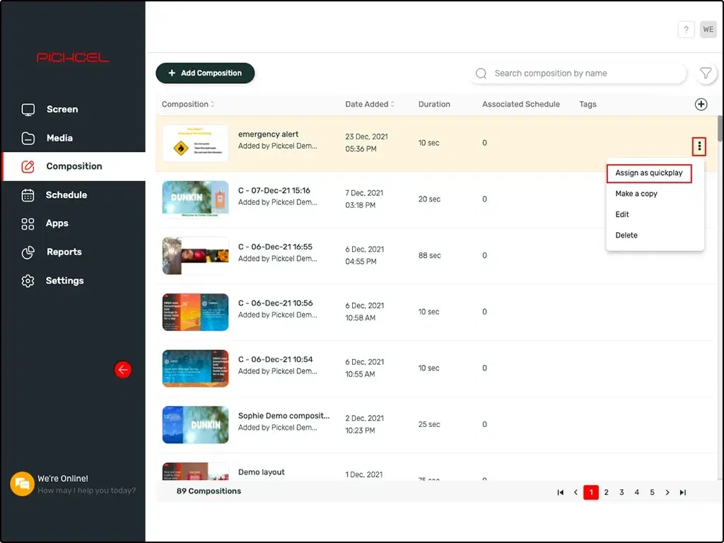 Assign as quick play Assign as quick play