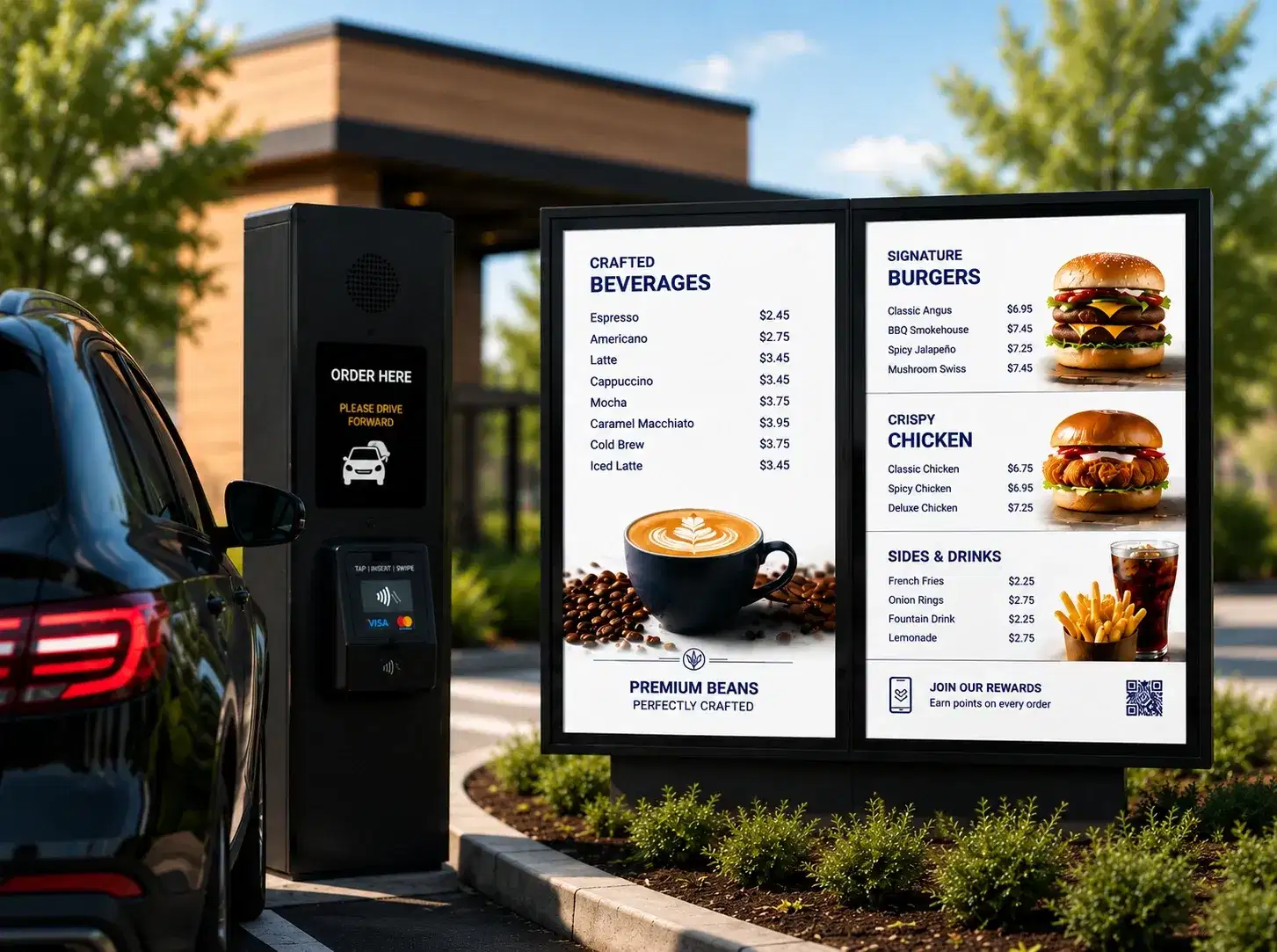 Pickcel outdoor digital menu board readable in direct sunlight Pickcel outdoor digital menu board readable in direct sunlight