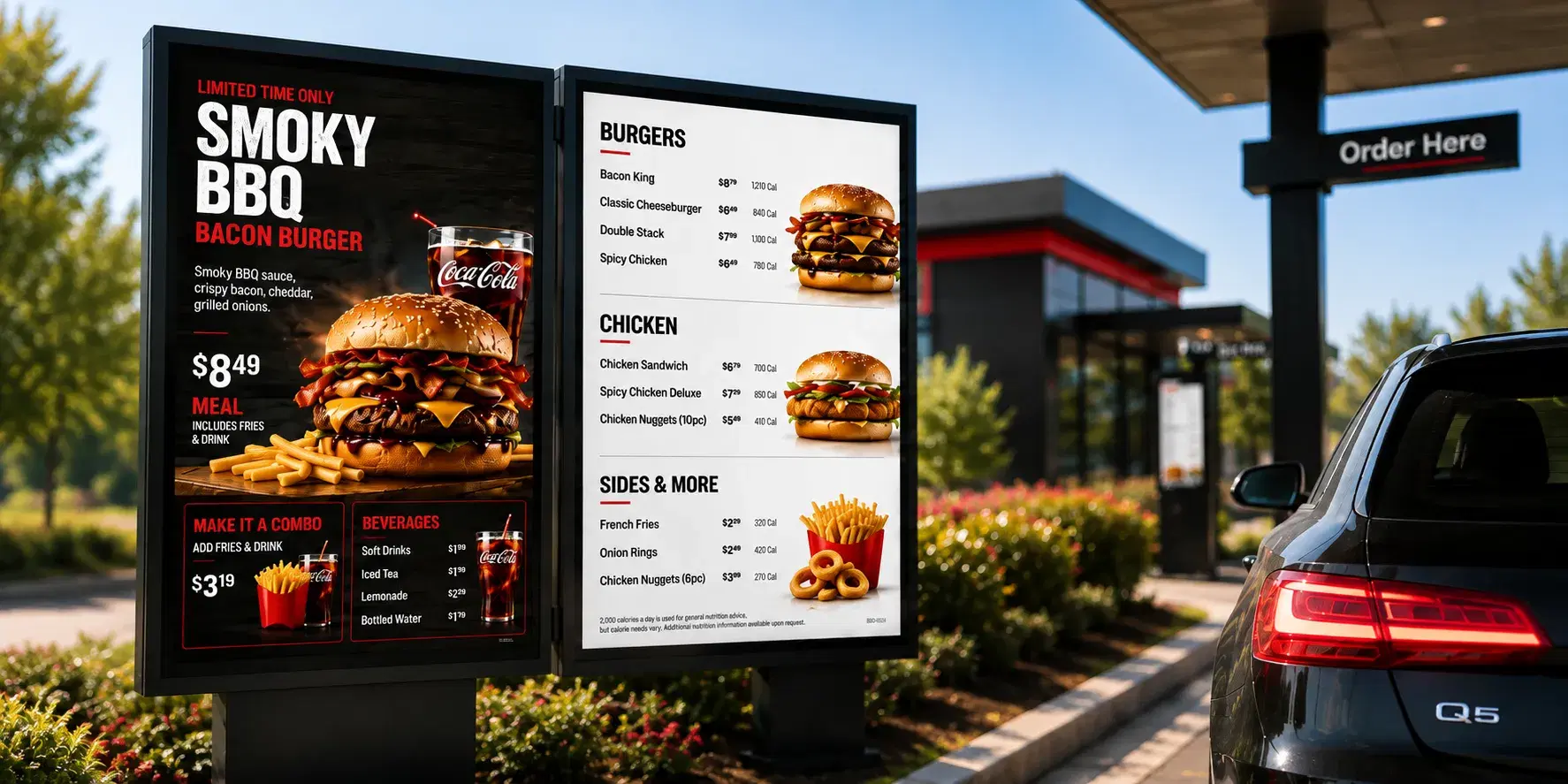 Digital menu board for drive-thru Digital menu board for drive-thru