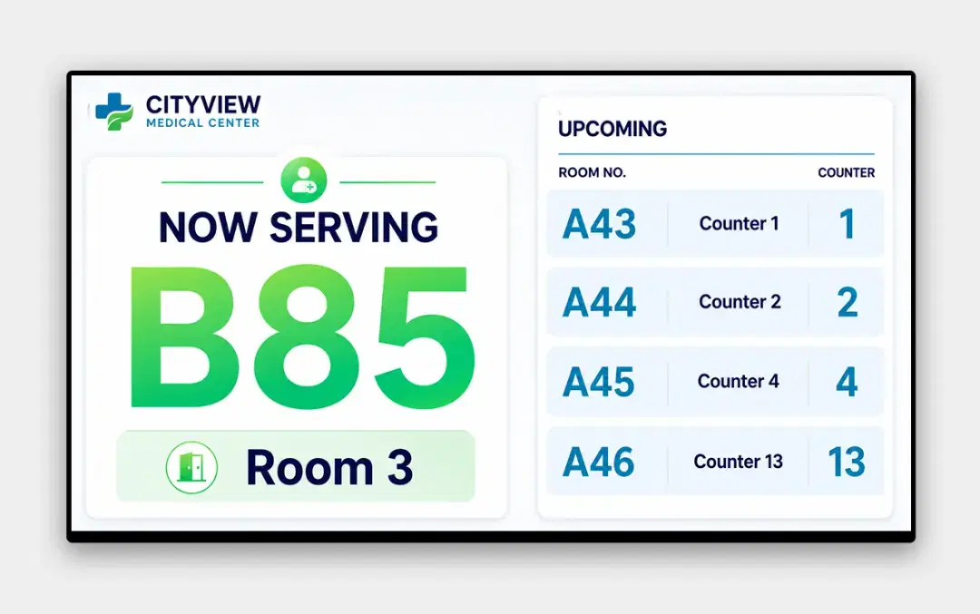 Healthcare waiting room display board