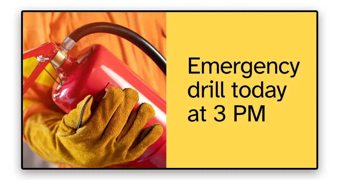 Emergency alert on digital signage Emergency alert on digital signage