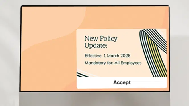 Desktop screensaver displaying policy and training content Desktop screensaver displaying policy and training content