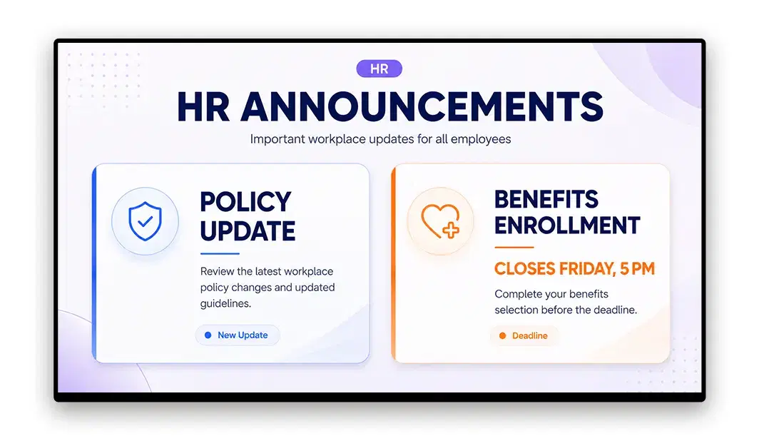 HR compliance training reminder on warehouse floor screen