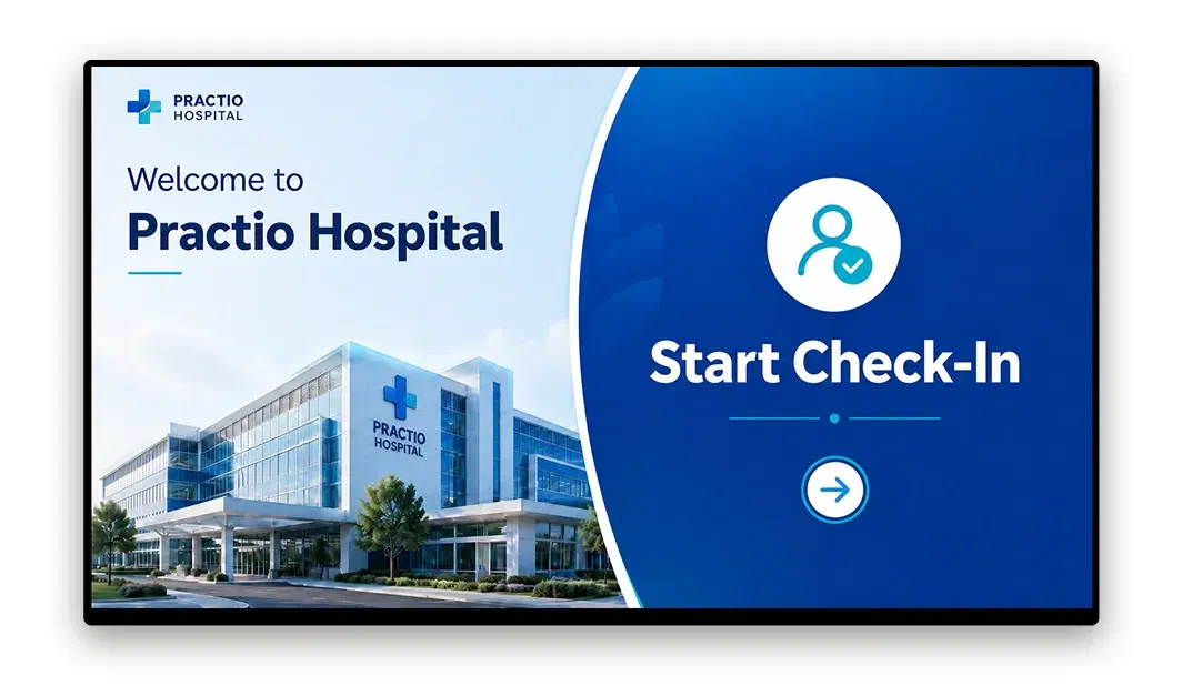 Healthcare facility interactive display for patient check-in and wayfinding