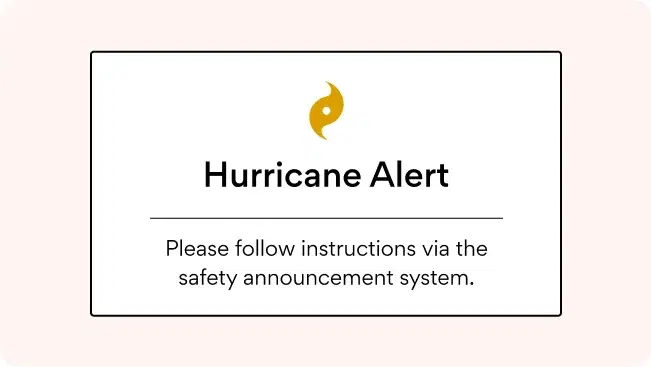 An office digital signage screen flashing an emergency message An office digital signage screen flashing an emergency message