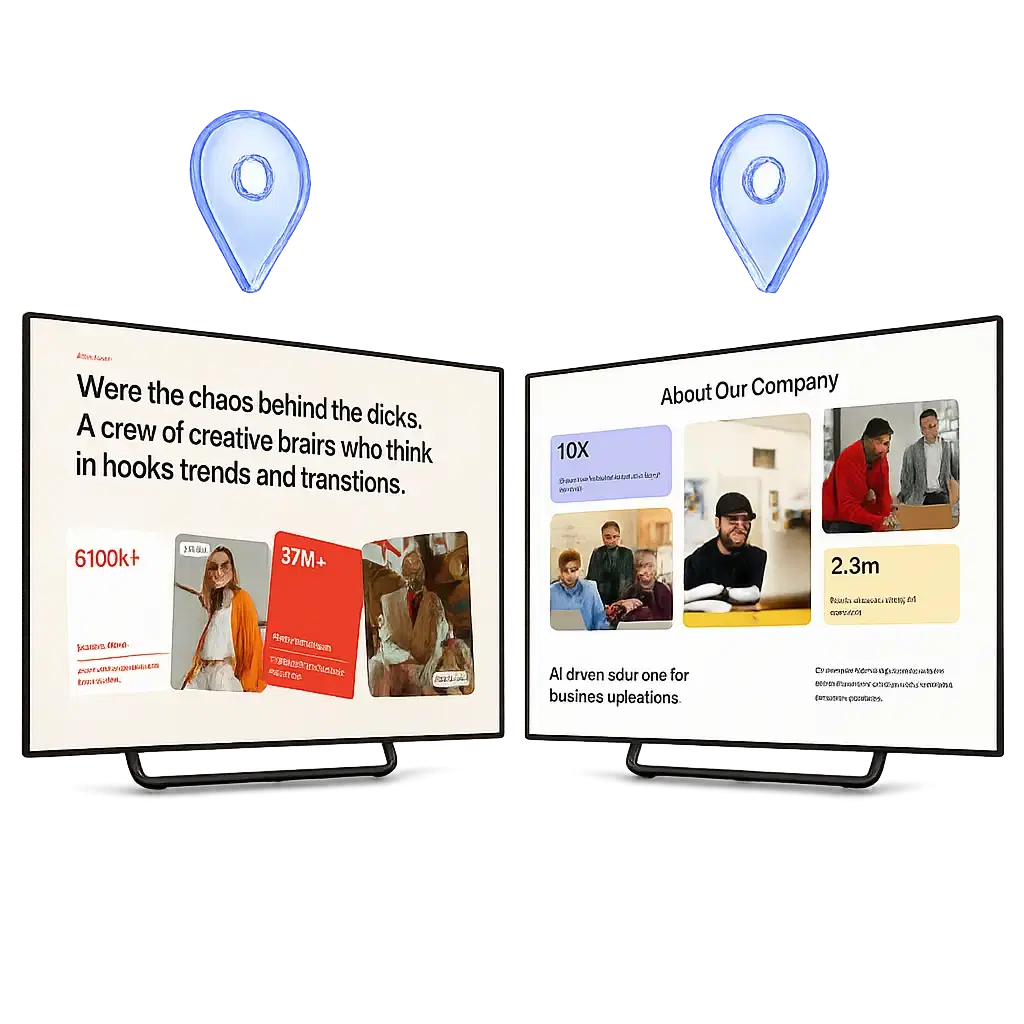 Business event content displayed on a remotely managed office screen Business event content displayed on a remotely managed office screen
