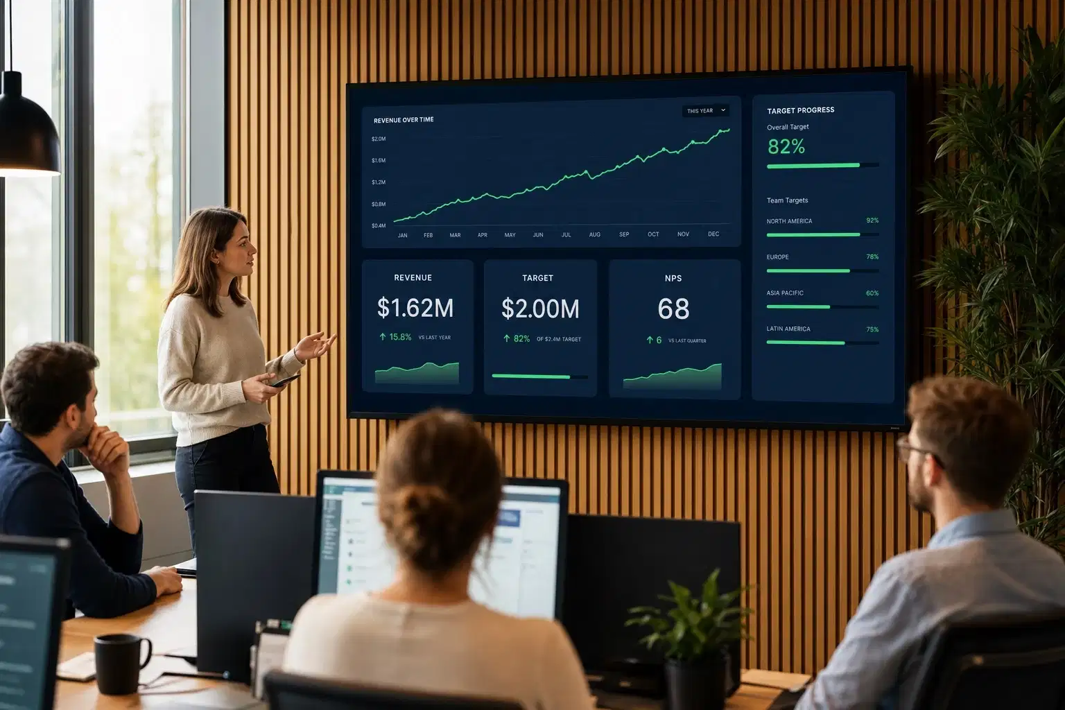 Live KPI dashboards on office digital signage Live KPI dashboards on office digital signage