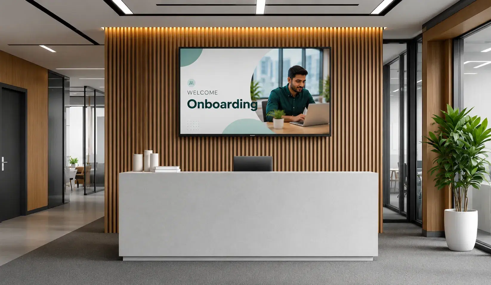 Corporate office digital signage displays managed with Pickcel Corporate office digital signage displays managed with Pickcel