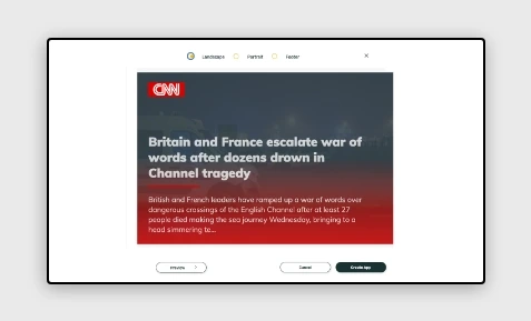 CNN News app preview screen to check how will the app content look in the digital signage screen before publishing