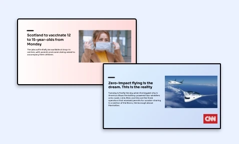CNN news app preview showing two different color themes in digital screens 
