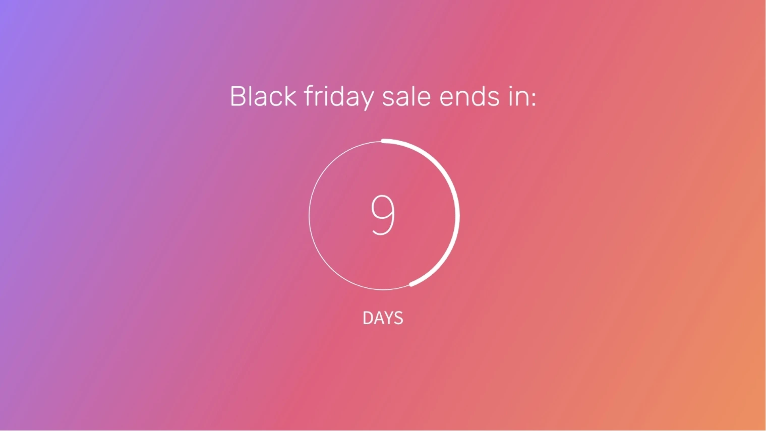Countdown app layout preview showing blue red gradient as background and timer set to end in 9 days.