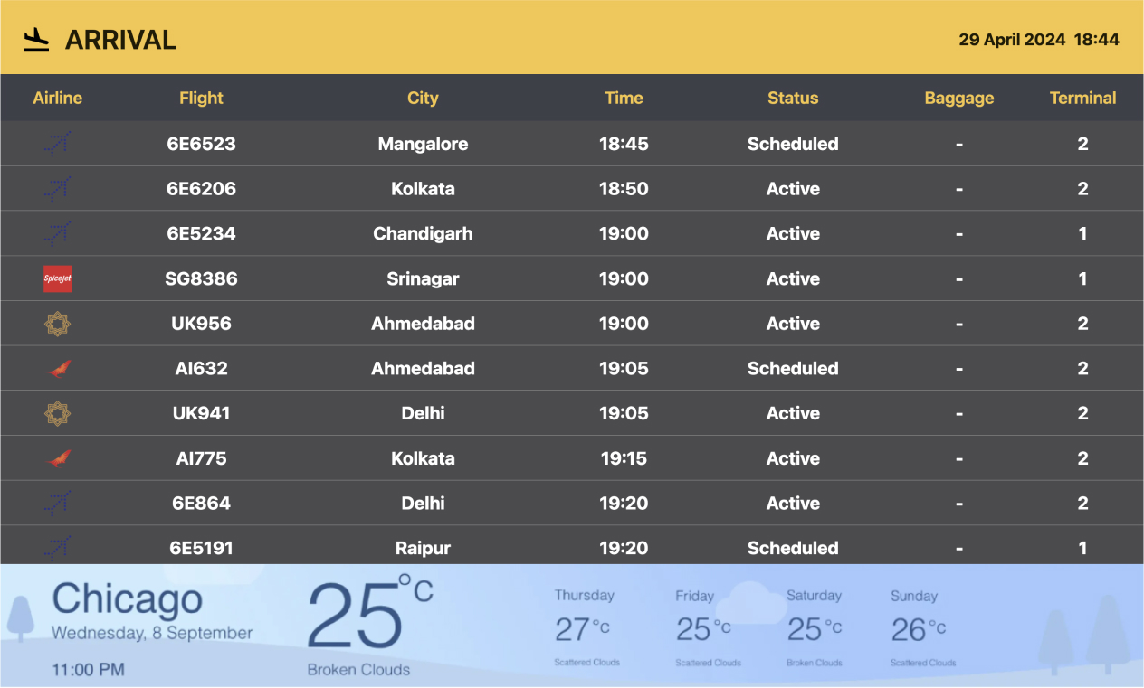 step 3 digital signage software interface showing compositon window with microsoft app and AQI app feed