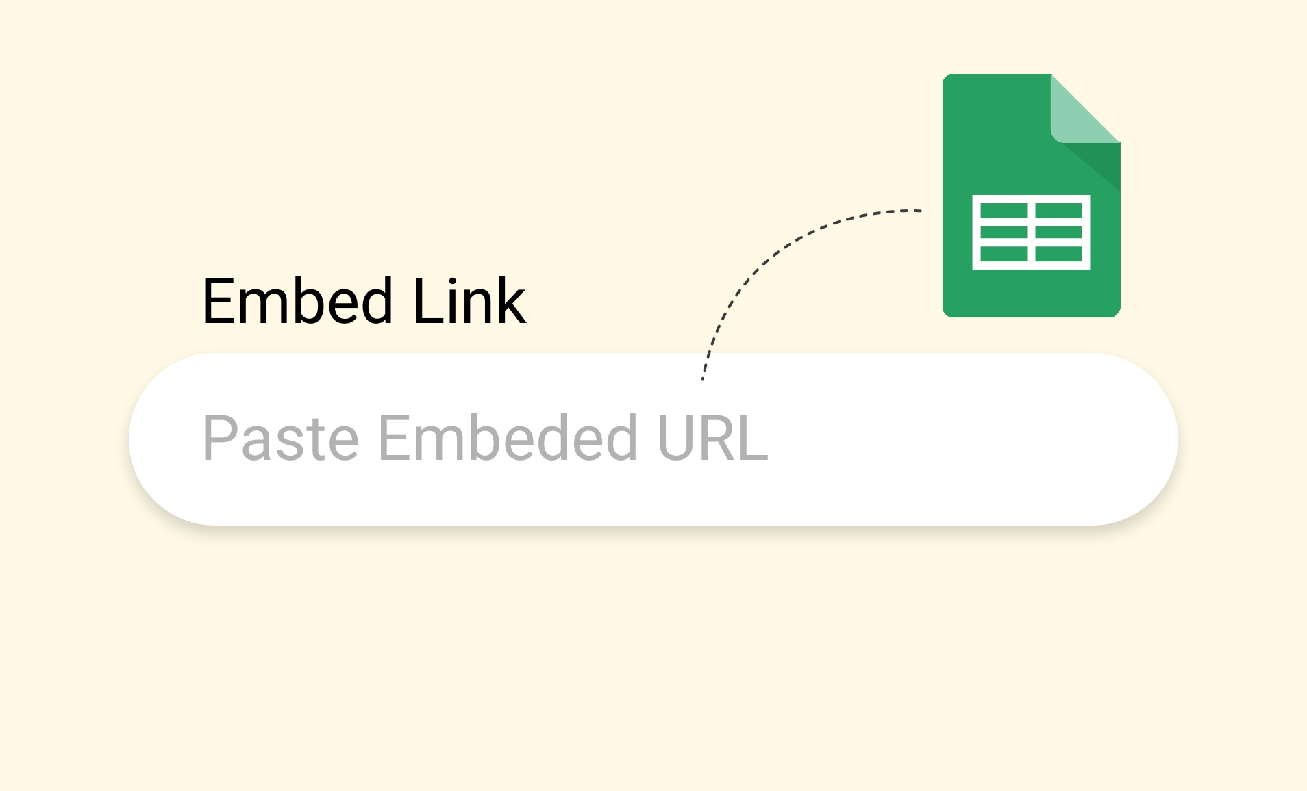 Digital signage Google Sheets app interface with the option to paste embed url from google sheets.