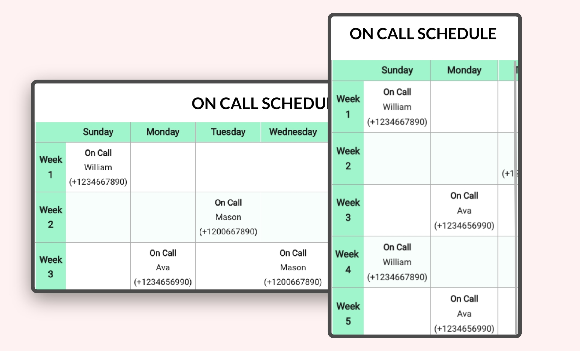 Google Sheets app feed preview in digital screens with landscape and portrait layouts