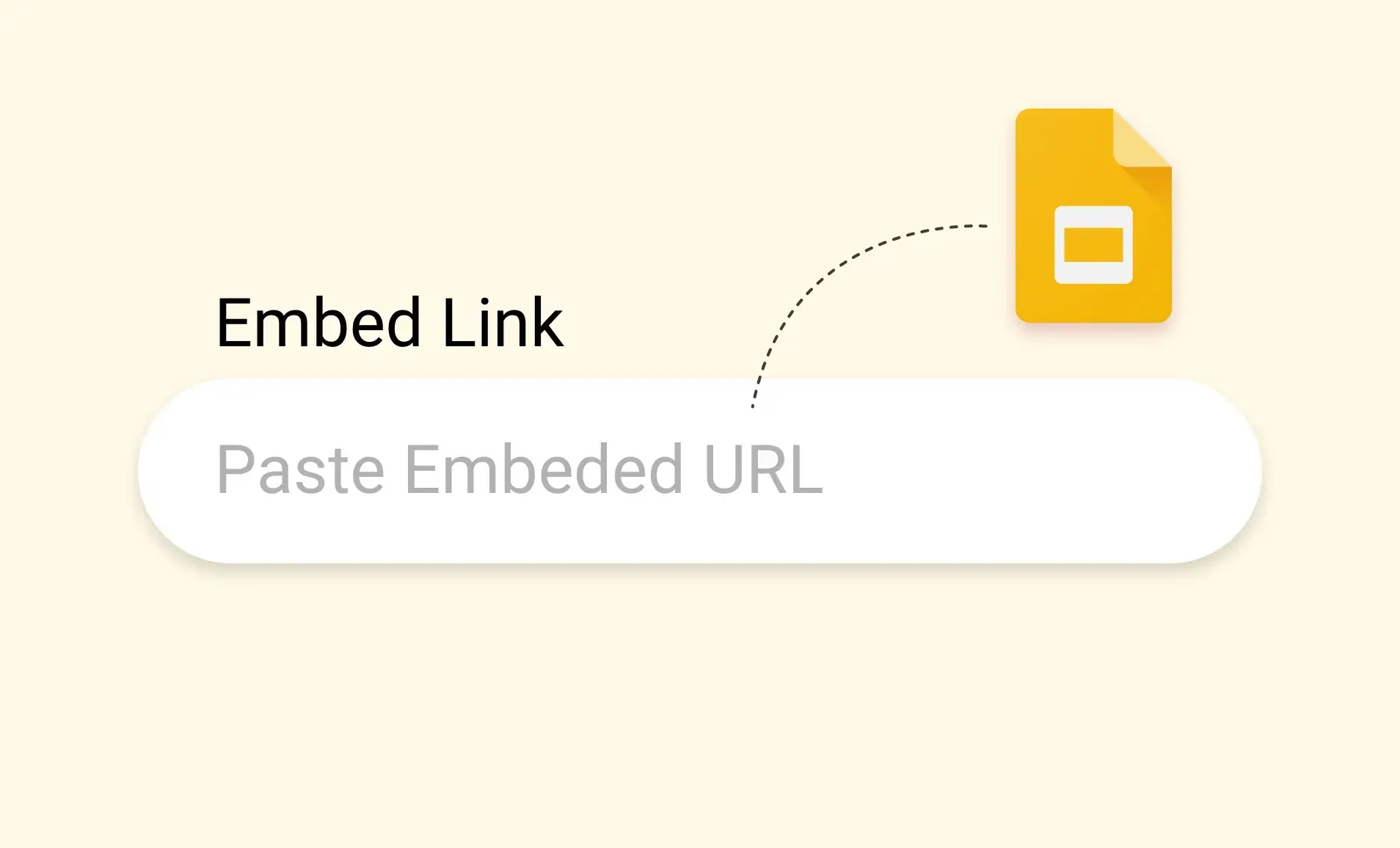Digital signage Google Slides app interface with the option to paste embed url from google slides.