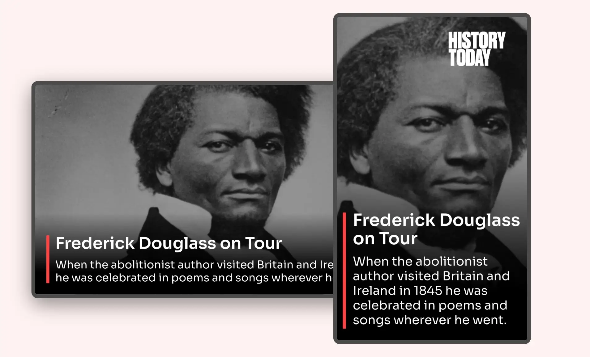 History Today News app feed preview in digital screens with landscape and portrait layouts