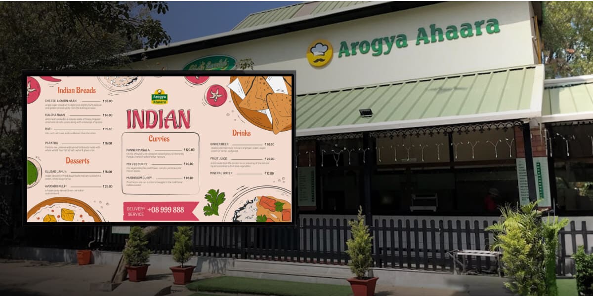 Arogya Ahaara Eatery with Menu Board