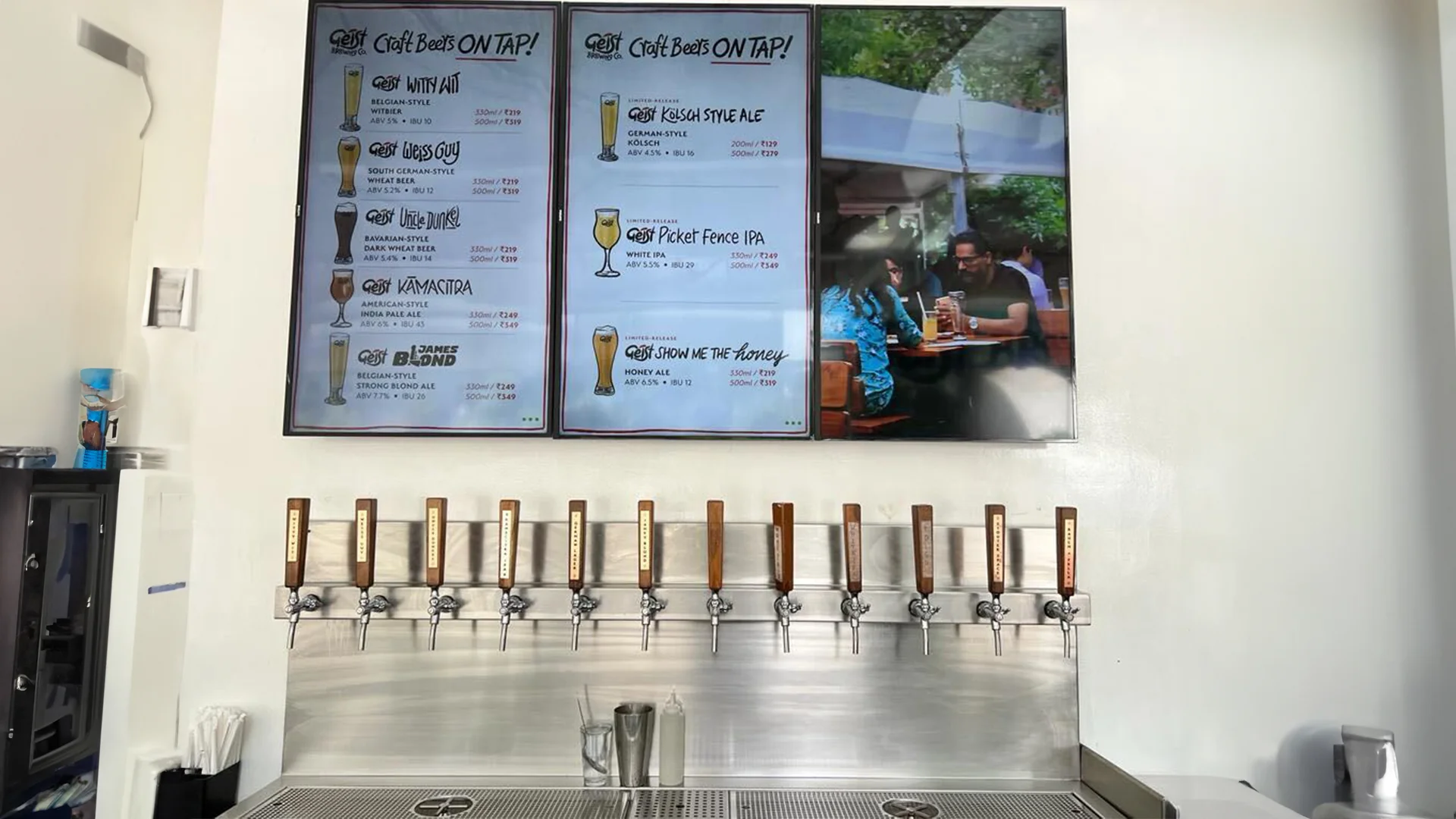 Geist Brewing Co. using Pickcel digital signage for content showcase.