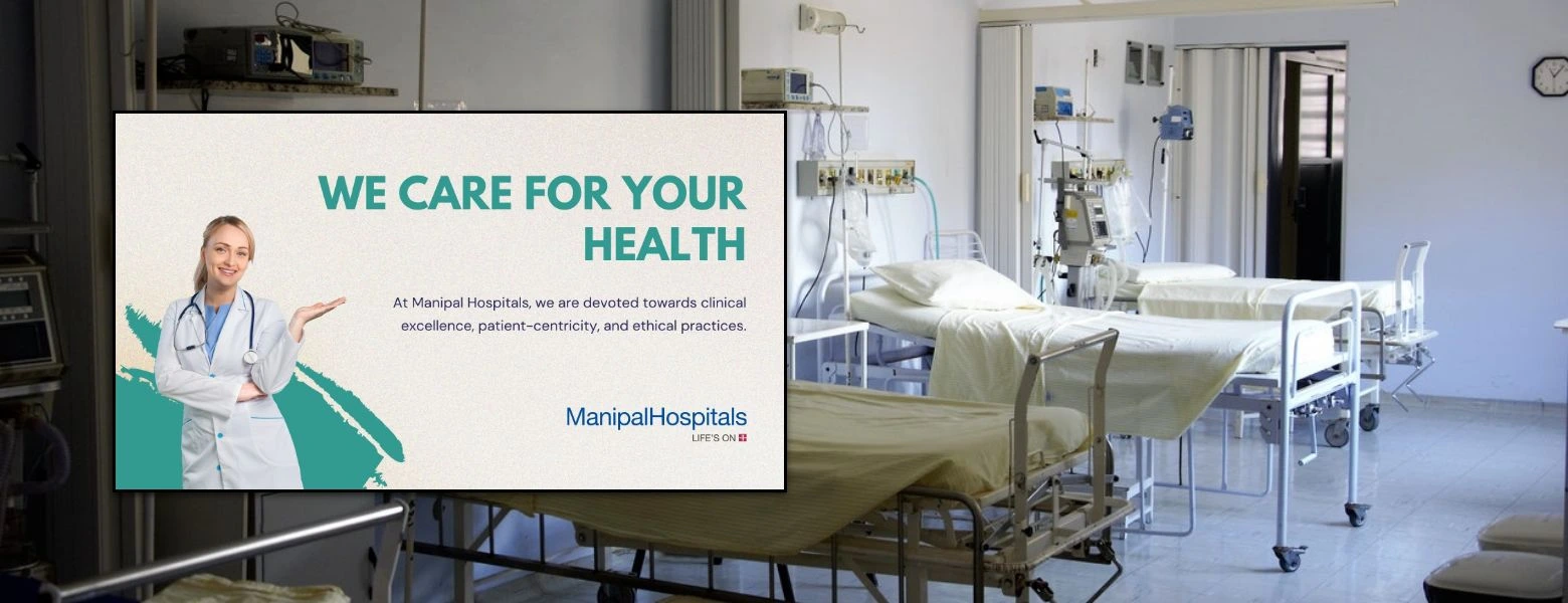 Manipal Hospitals displays powered with Pickcel digital signage software display hospital information.