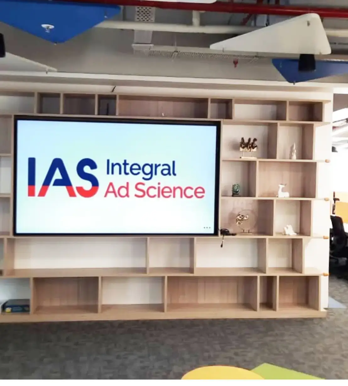 Digital signage content playing on a display at IAS office premises which is powered by Pickcel