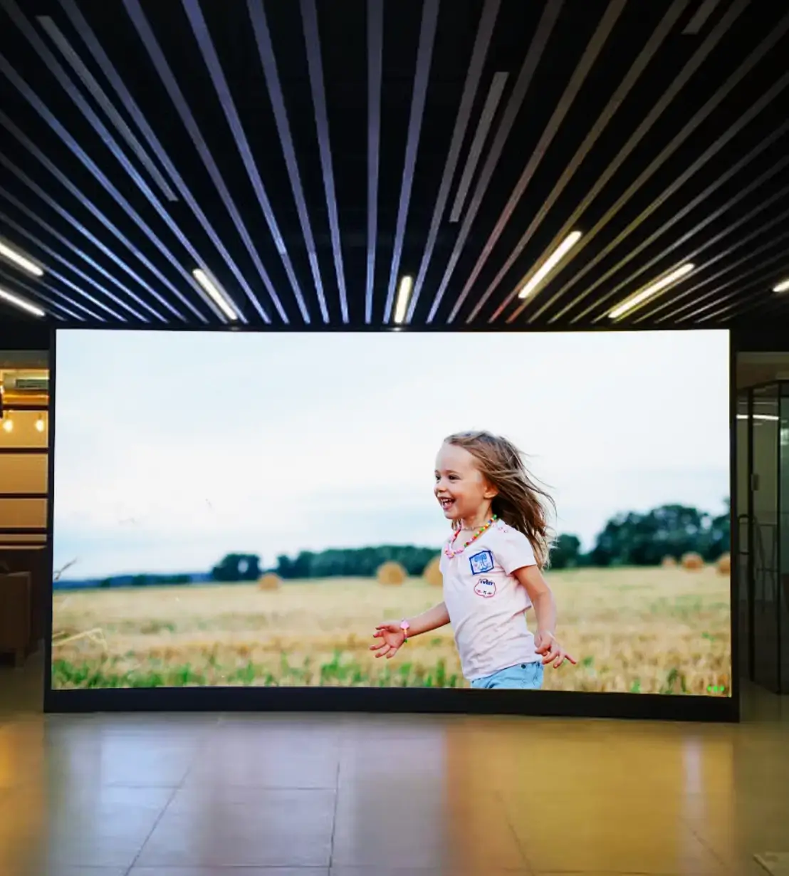 Digital signage content playing on a video wall display at a mall premises which is powered by Pickcel