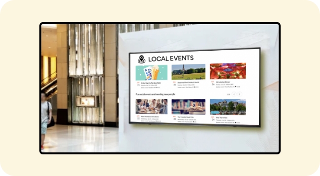 Social media feed on office digital signage screen