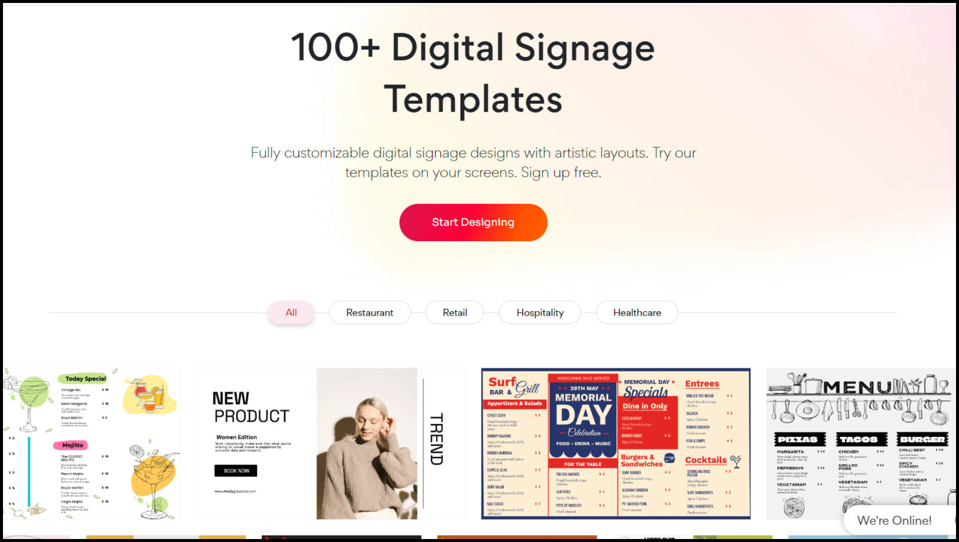 Template page of Pickcel Digital Signage Solutions