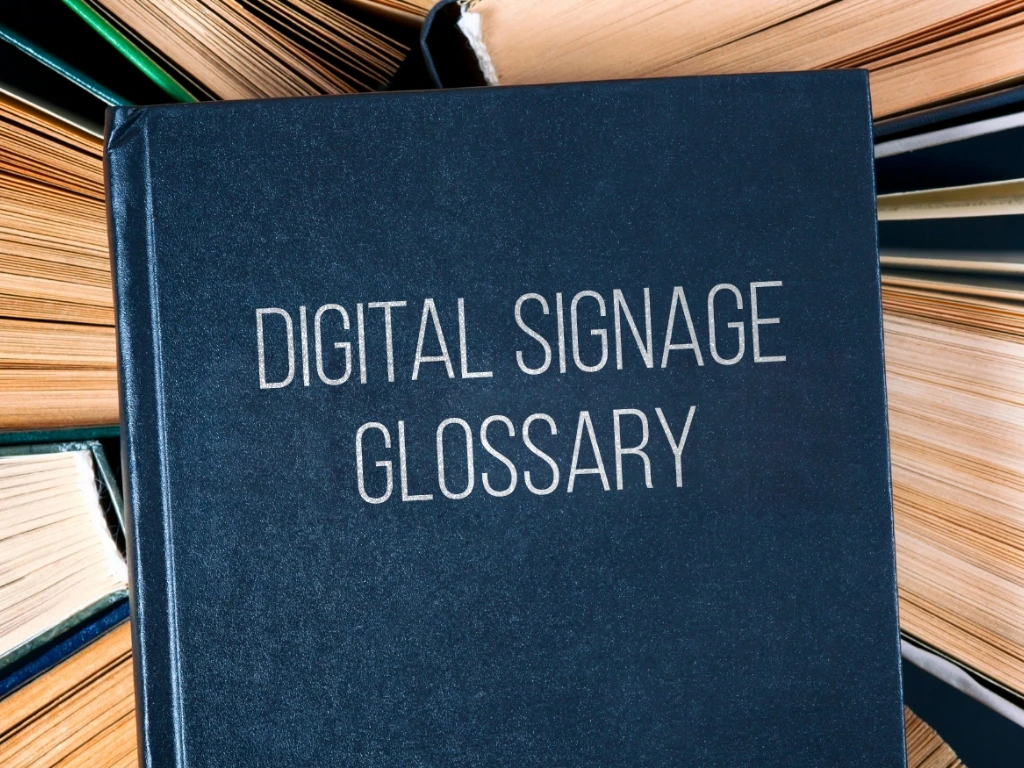 A book with the title digital signage glossary