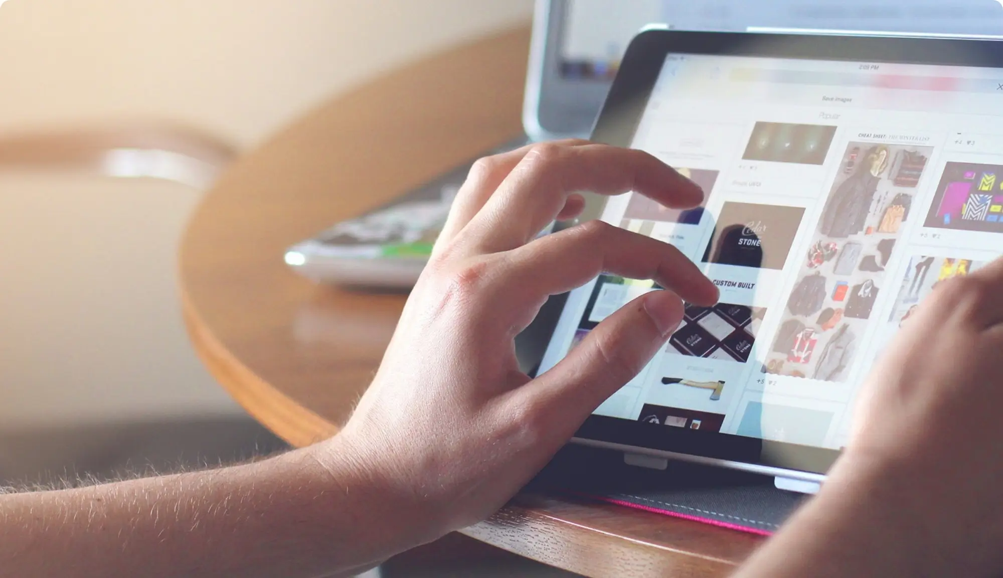 person using cloud based software in a tablet