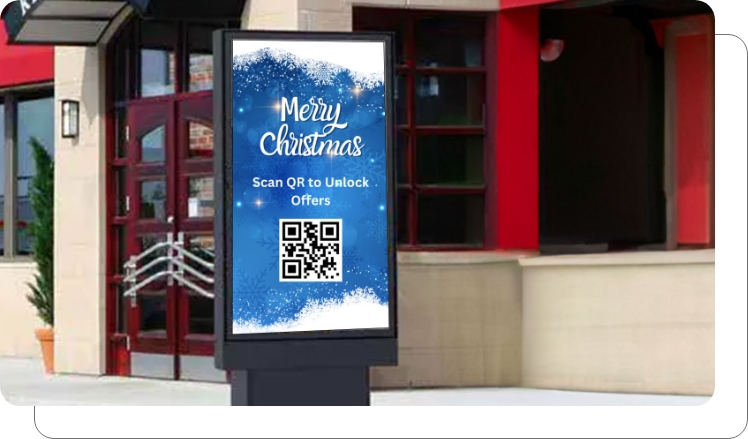 A drive thru digital menu board with gamified QR code discount