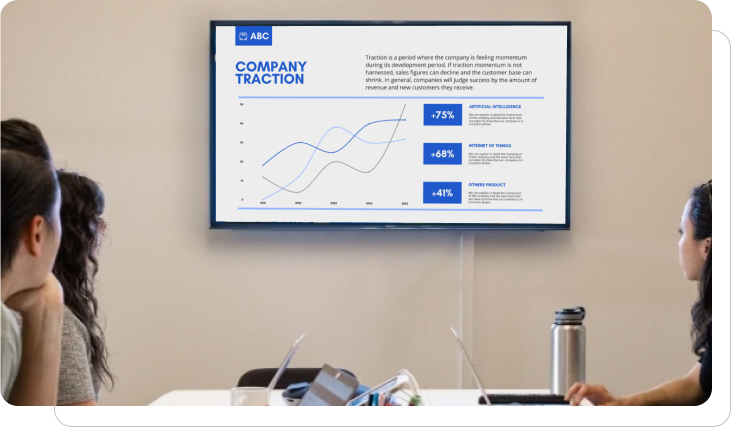Company traction on an office digital signage screen