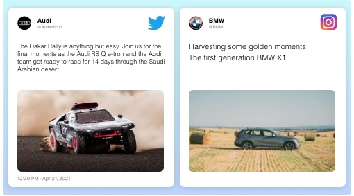 digital signage Social app layout preview showing news topic image on the right and text placed at the left 
