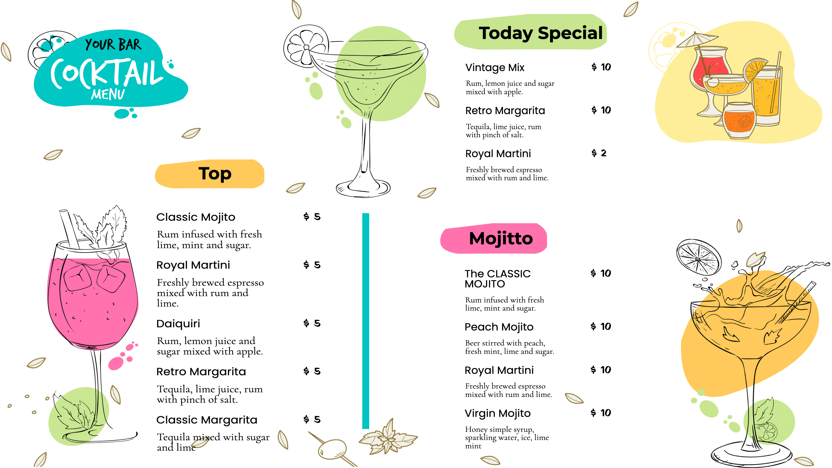 free cocktail menu template