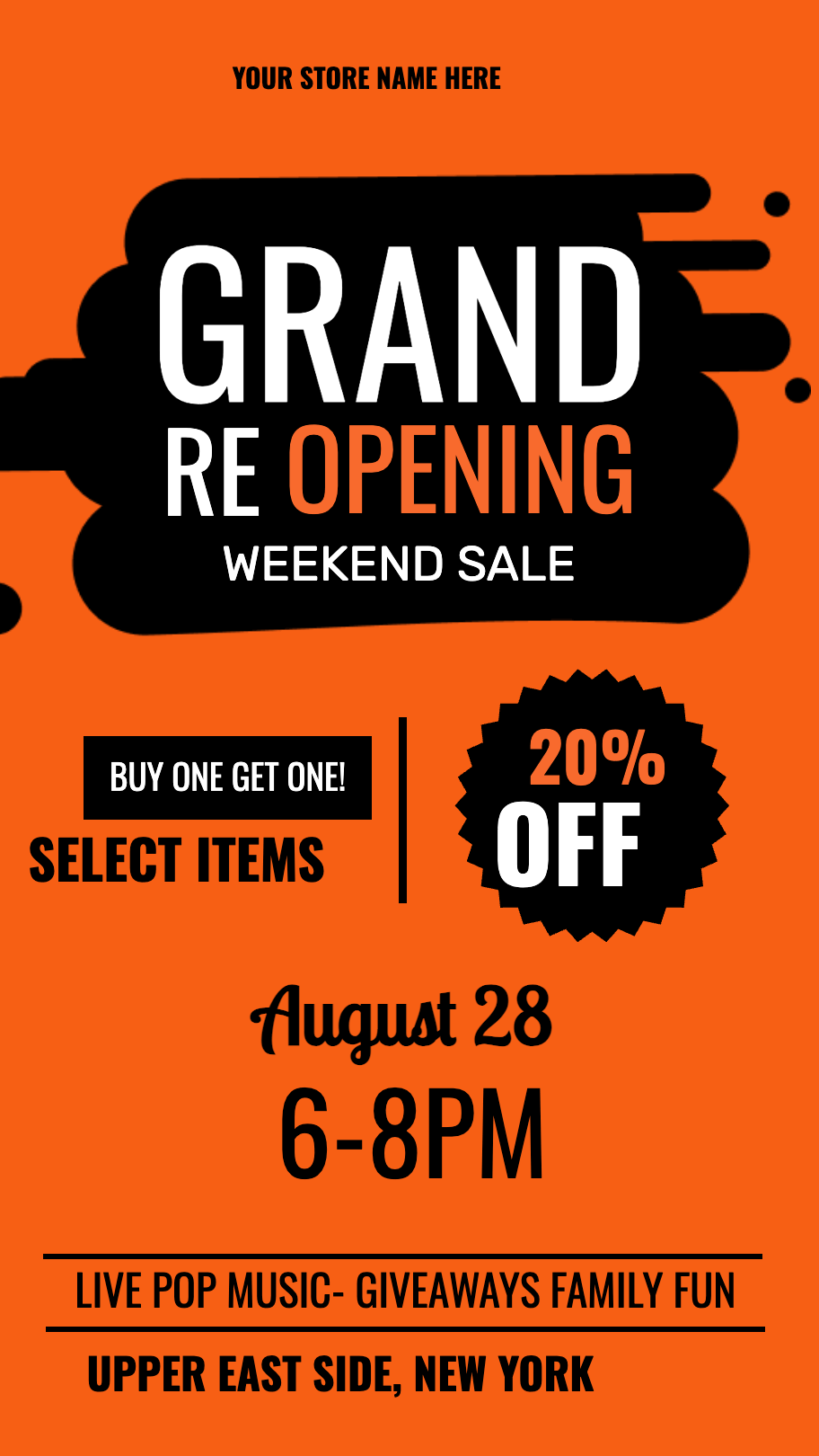 Event Signage Template Showing Retail Store Opening