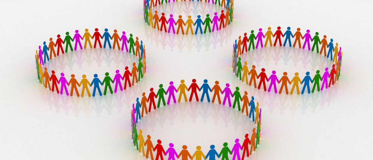 Colorful banner shows multiple isolated human rings representing communication silo