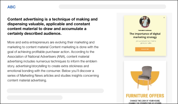 screenshot of a affiliate marketing website