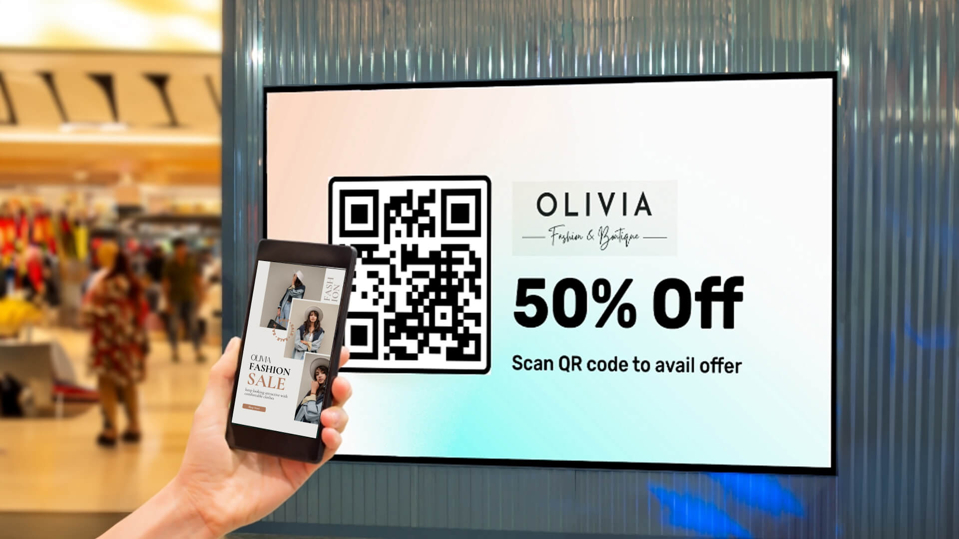 on-screen QR codes are an example of beacon signage