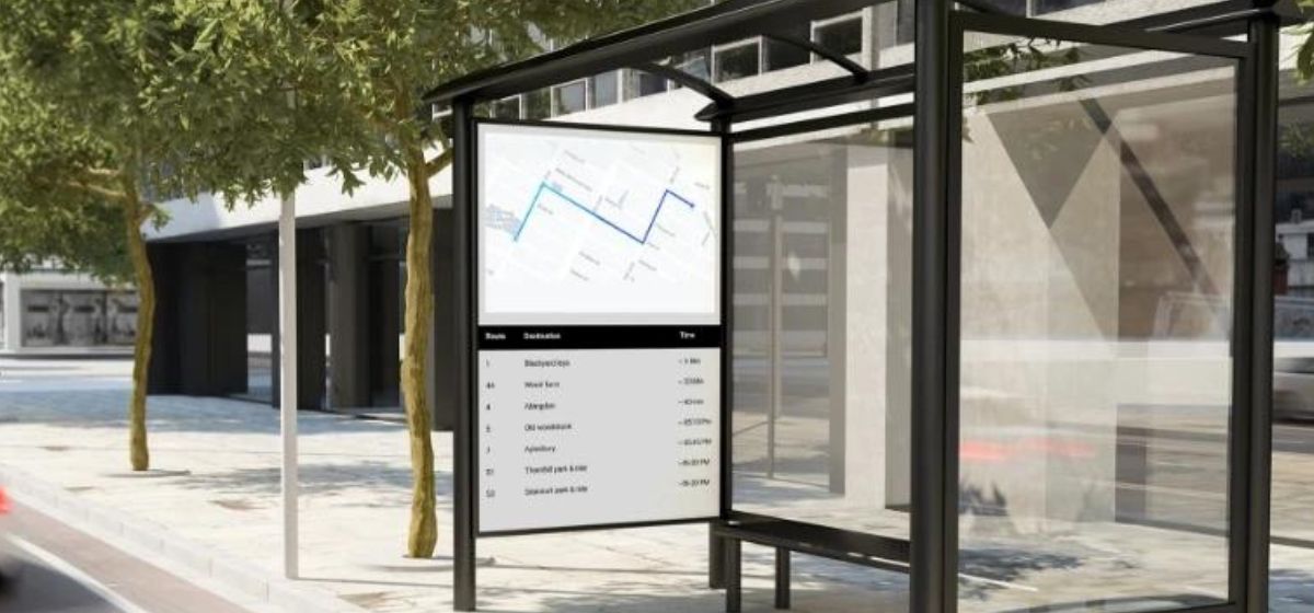 representing map in digital signage screen in busstop 