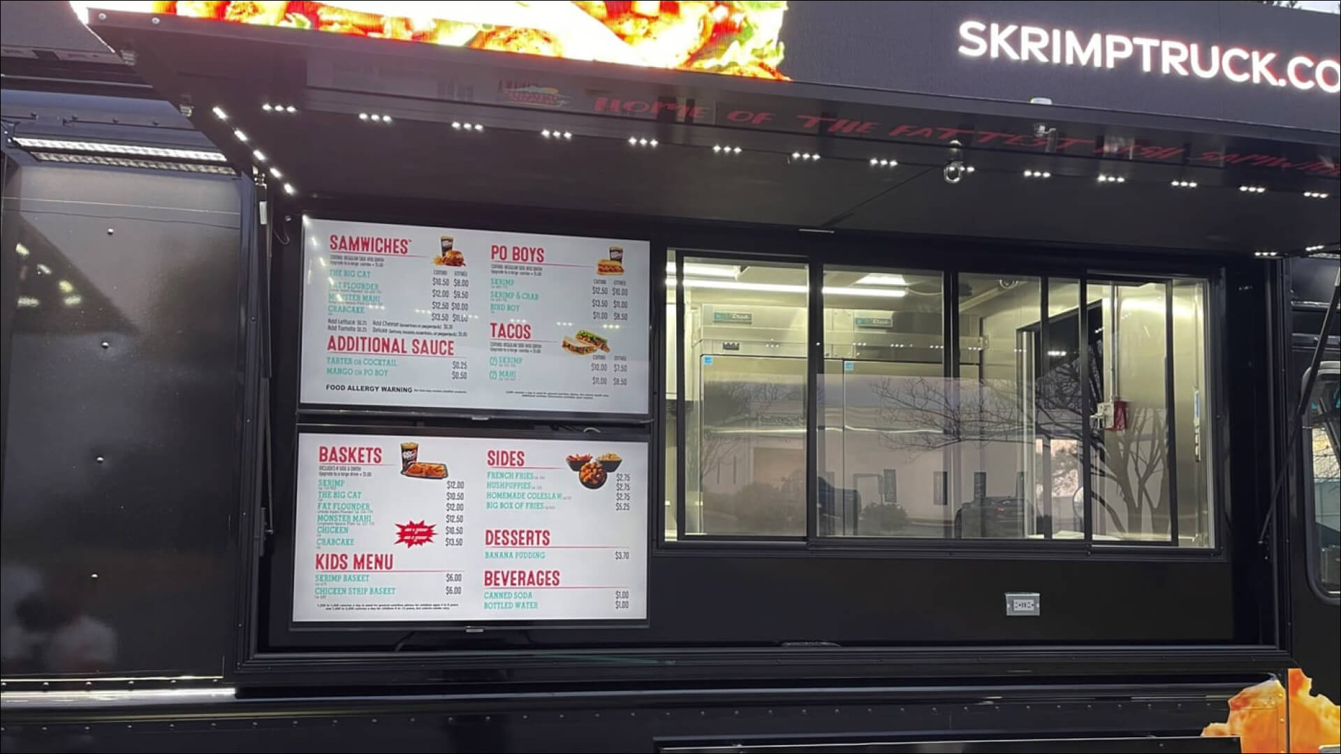 digital menu board outside food truck