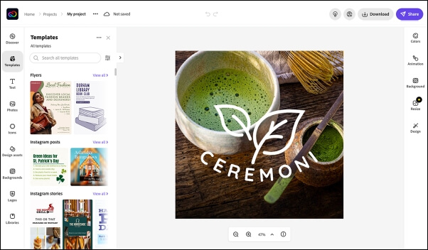 Screenshot of Adobe Creative Cloud or Adobe Spark which is a fabulous choice for professionals who might find Canva to be a little too ready-made