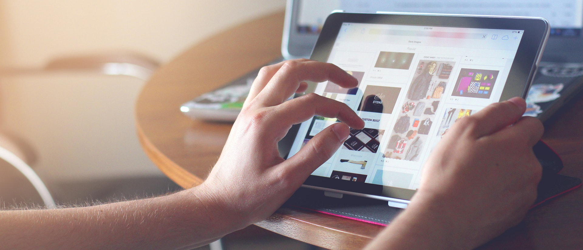 person using cloud based software in a tablet