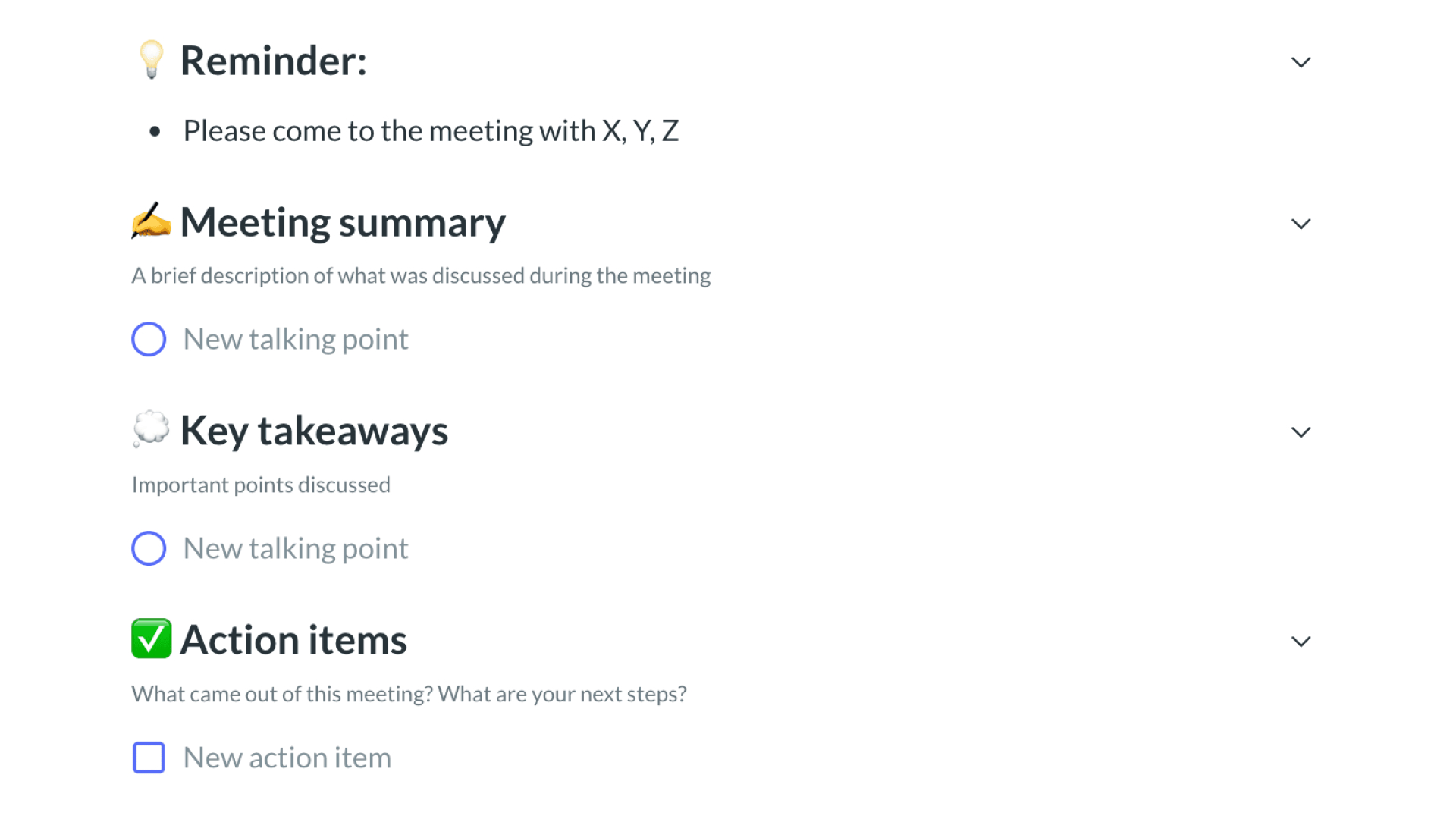 Image of tools used to record key takeways of a meeting.