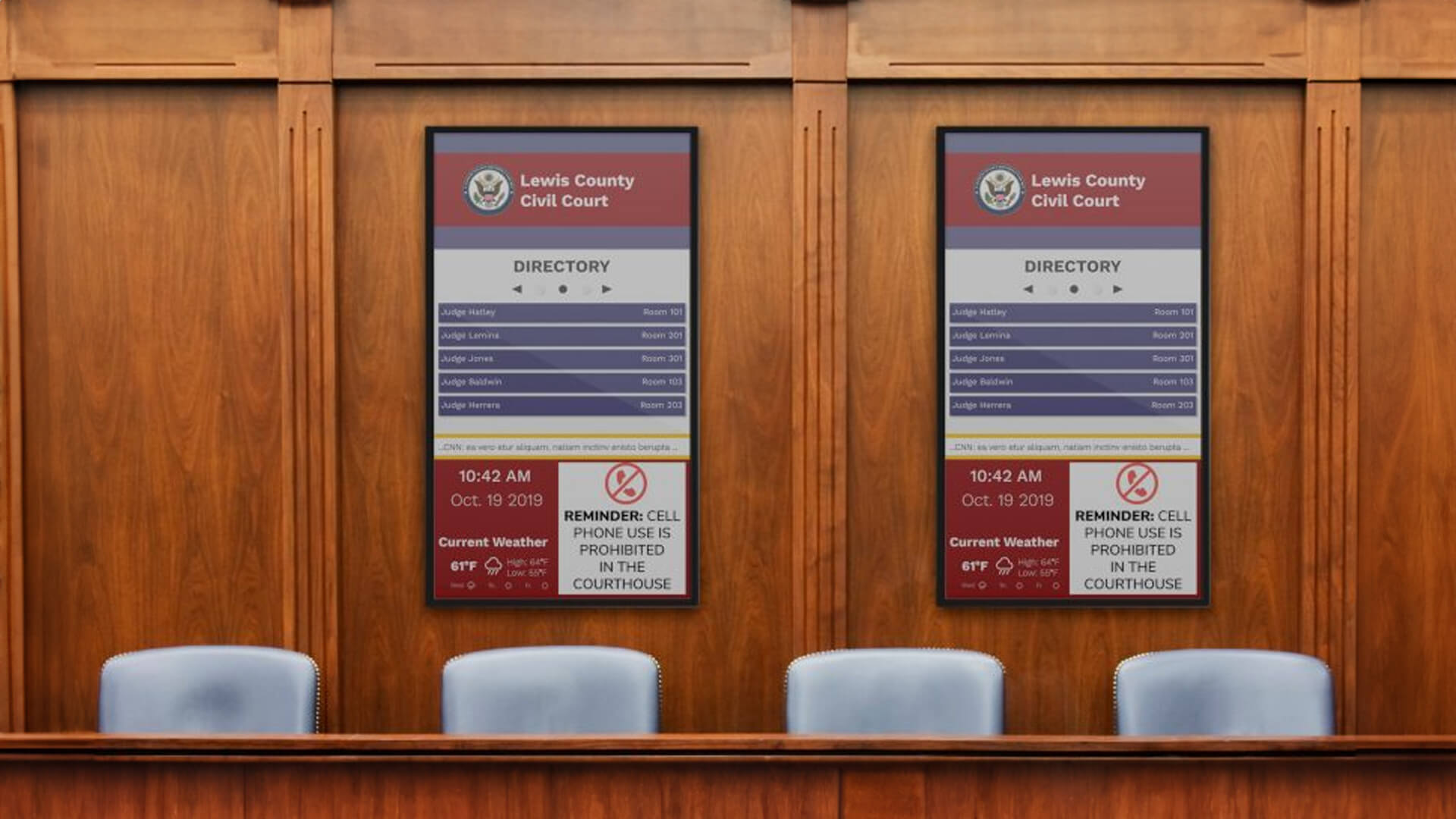 Communication made easy with courtroom digital signage.