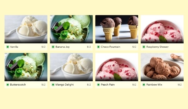 template for Ice cream menu