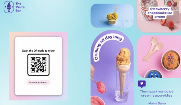scan code for mobile menu in Ice cream shop 