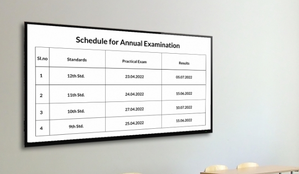  Annual examination schedule put up as a notice on digital reader board
