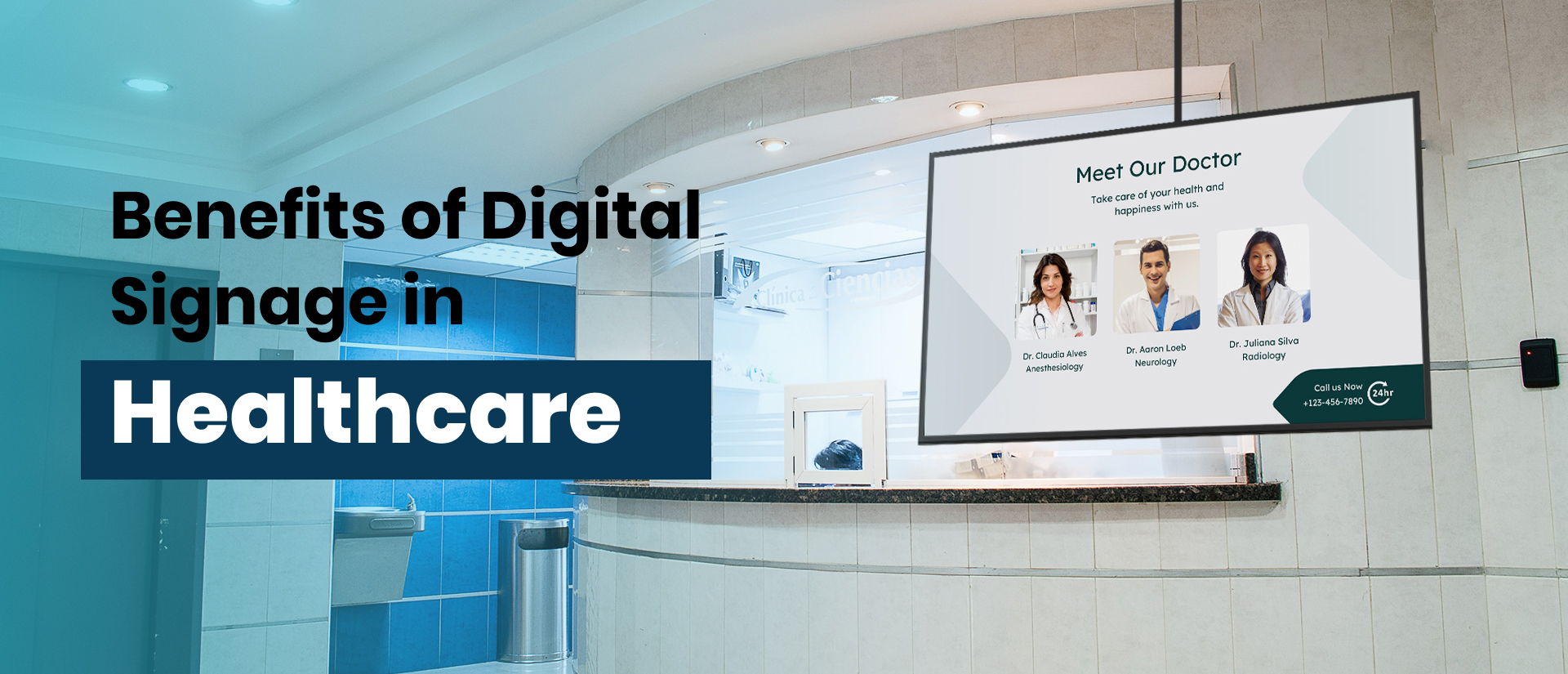 Digital Signage displaying content in Hospital